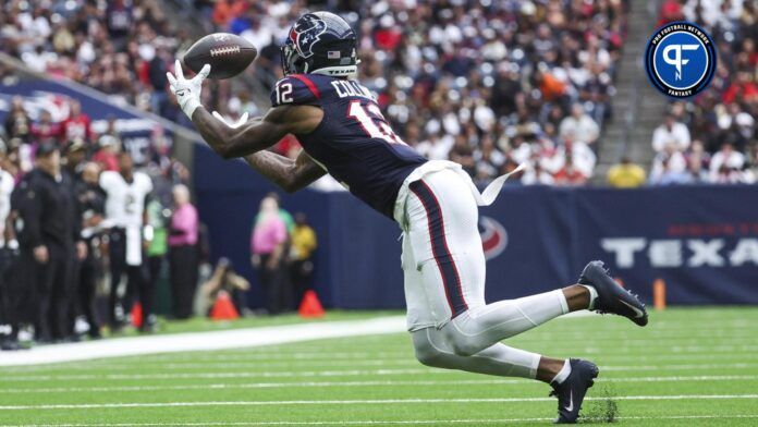 Houston Texans WR Nico Collins (12) makes a reception against the New Orleans Saints.