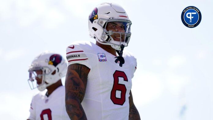 Arizona Cardinals running back James Conner (6) stands on the field before the start of the game against the San Francisco 49ers.