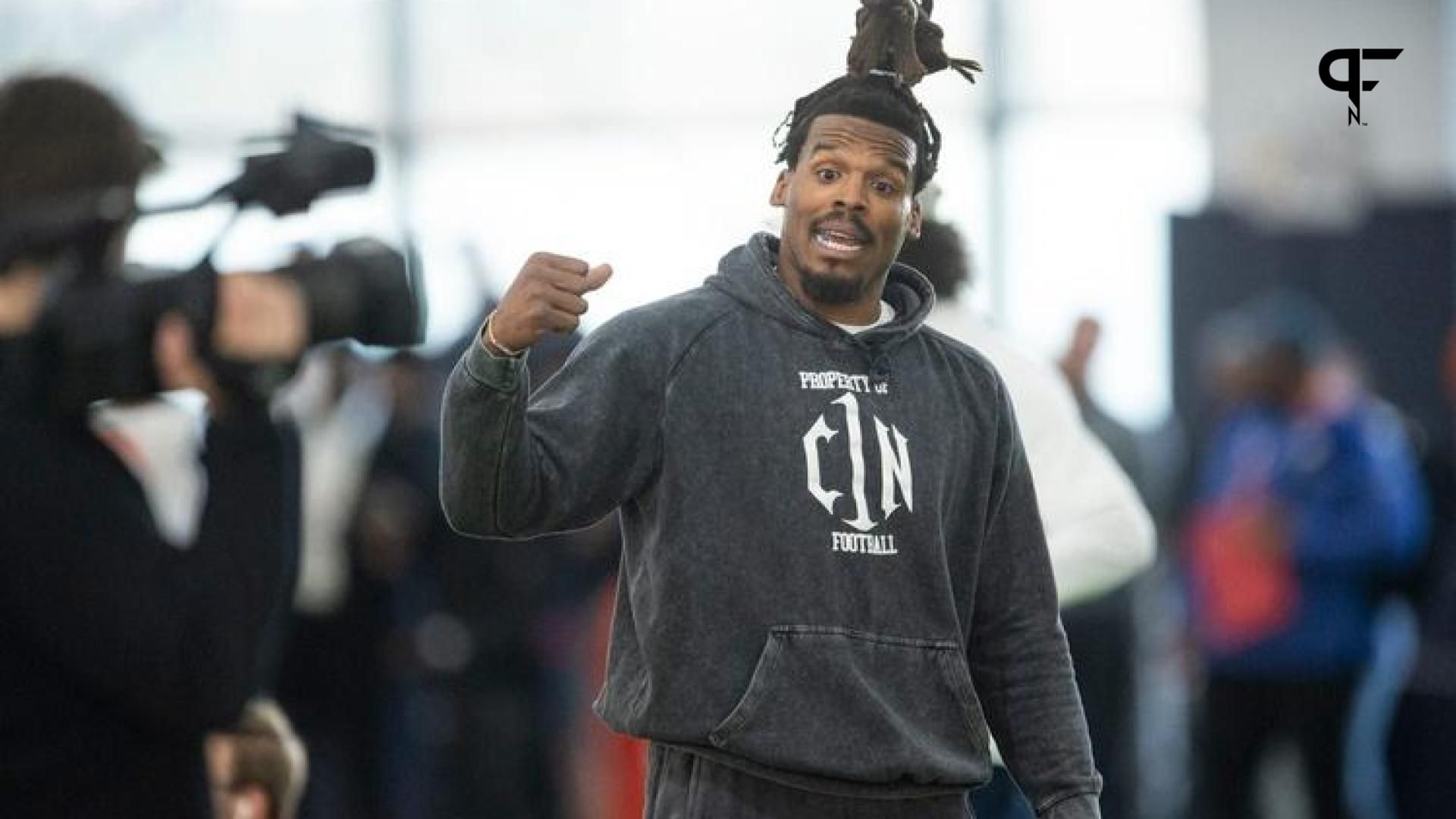 Former Auburn quarterback and NFL MVP Cam Newton during Auburn Tigers Pro Day.