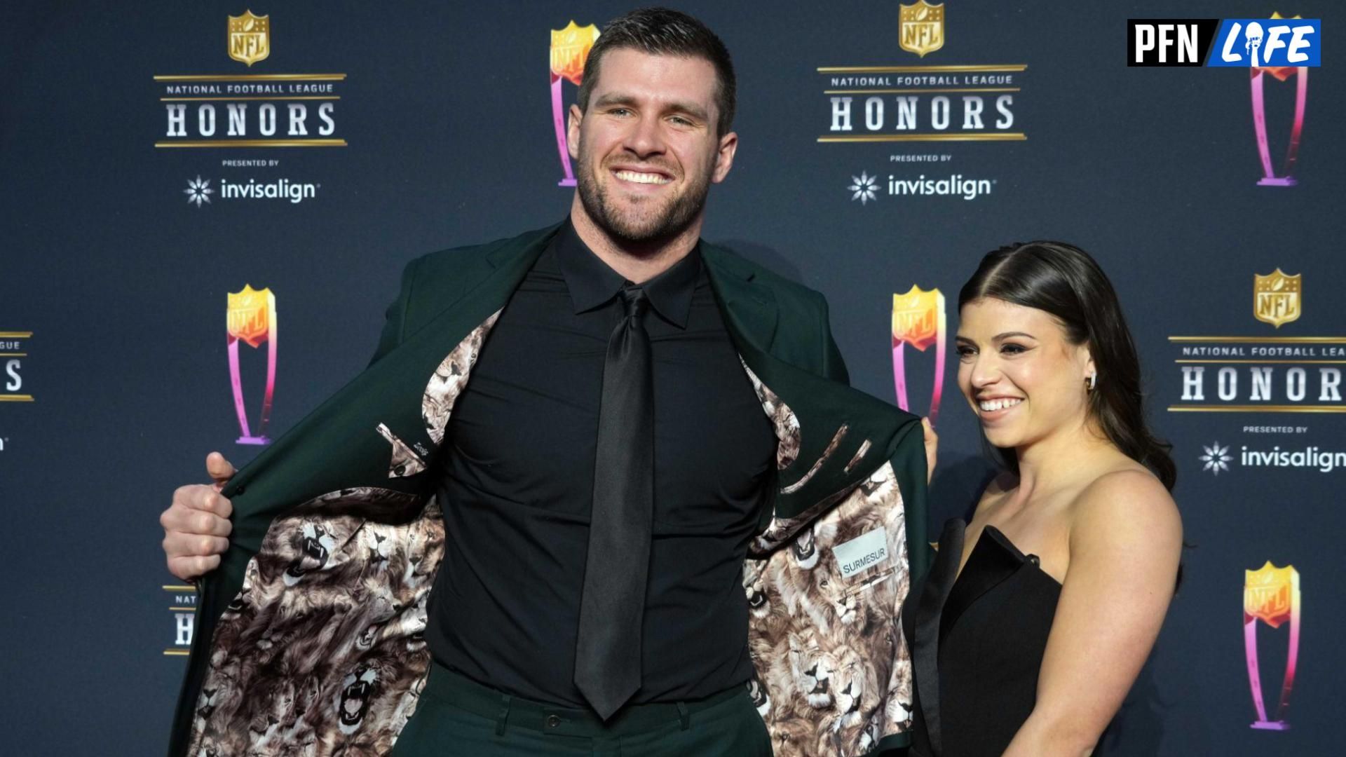 TJ Watt appears on the red carpet prior to the NFL Honors awards presentation at YouTube Theater.