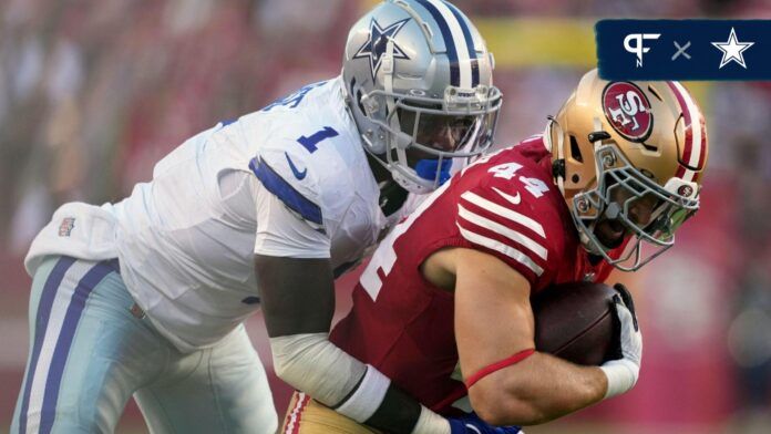 Dallas Cowboys safety Jayron Kearse (1) tackles San Francisco 49ers fullback Kyle Juszczyk (44) during the first quarter at Levi's Stadium.