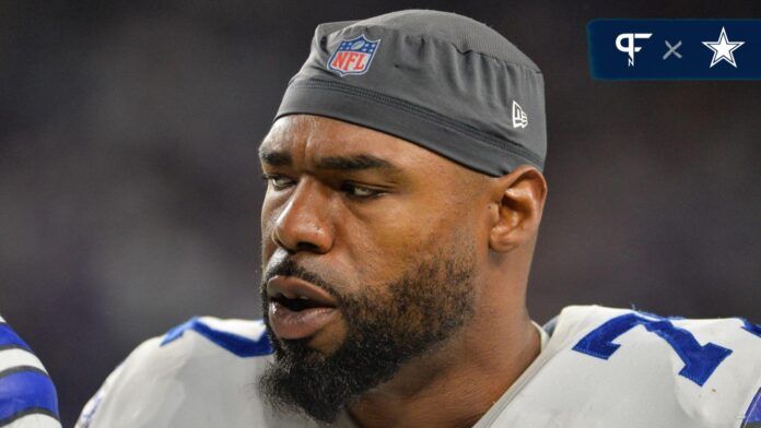 Dallas Cowboys offensive tackle Tyron Smith (77) looks on during the game against the Minnesota Vikings at U.S. Bank Stadium.