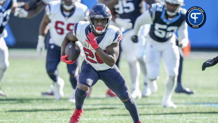 Devin Singletary (26) runs into the secondary against the Carolina Panthers during the second half at Bank of America Stadium.