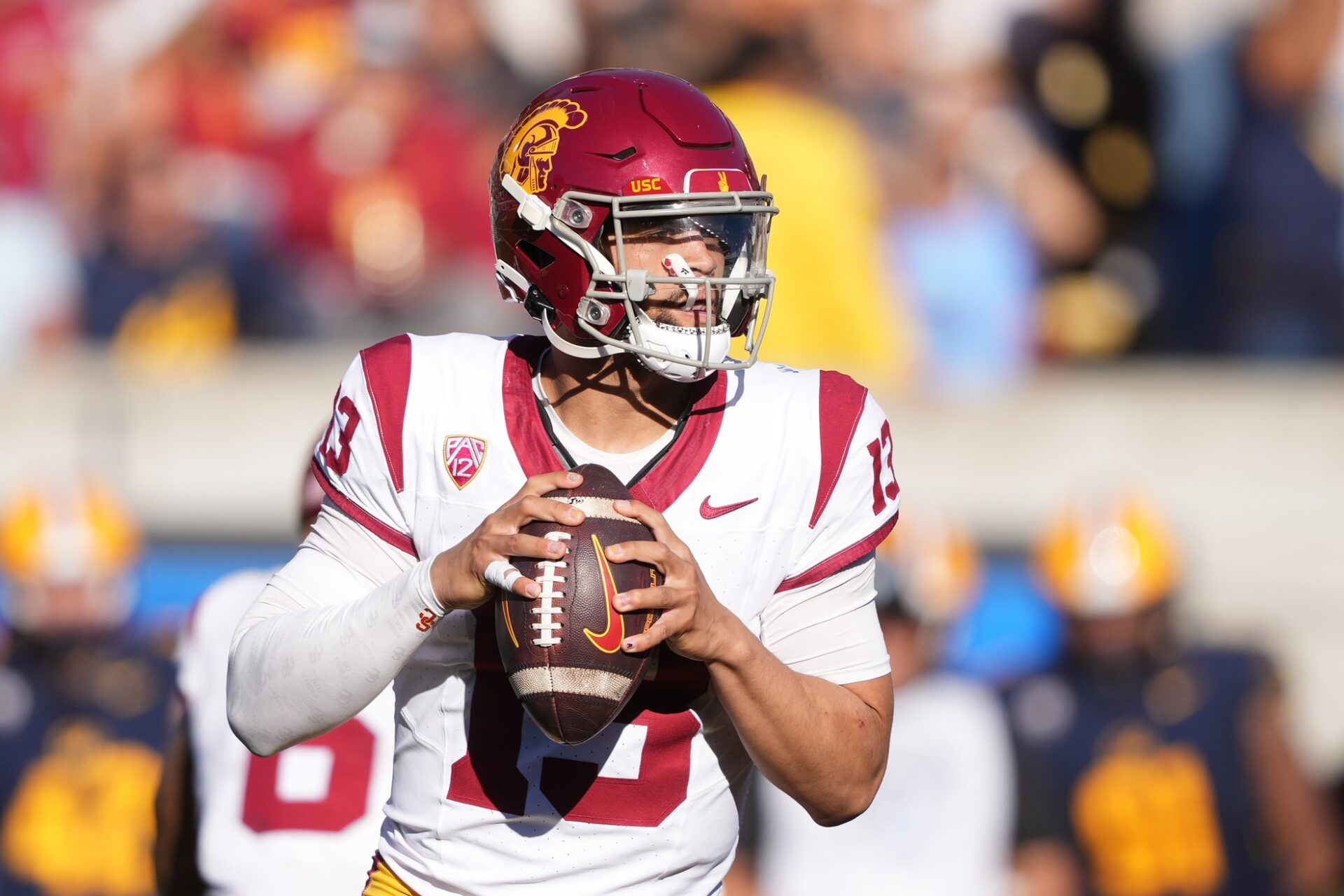 Caleb Williams (13) against the California Golden Bears during the third quarter at California Memorial Stadium.