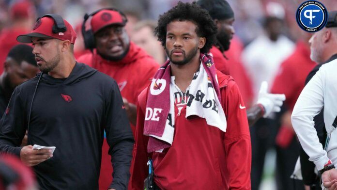 Kyler Murray (1) looks on against the Dallas Cowboys during the second half at State Farm Stadium.