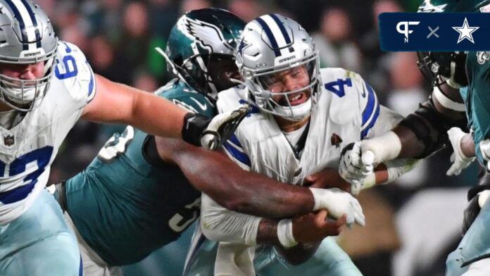 Philadelphia Eagles defensive end Brandon Graham (55) sacks Dallas Cowboys quarterback Dak Prescott (4) during the fourth quarter at Lincoln Financial Field.