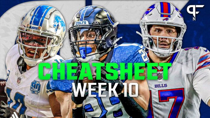 Week 10 Fantasy Football Cheat Sheet: What Are the Outlooks for Josh Allen, Amon-Ra St. Brown, and Jonathan Taylor This Week?