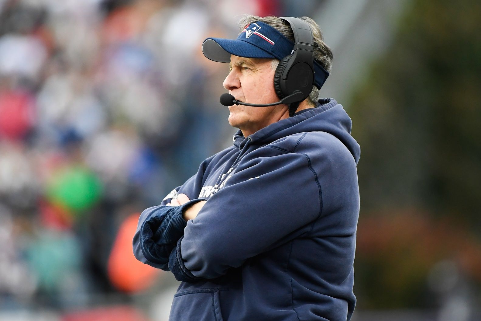 New England Patriots head coach Bill Belichick during the second half against the Buffalo Bills at Gillette Stadium.