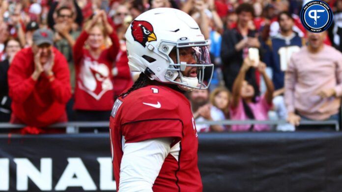 Kyler Murray (1) after scoring a touchdown against the Los Angeles Chargers in the first half at State Farm Stadium.