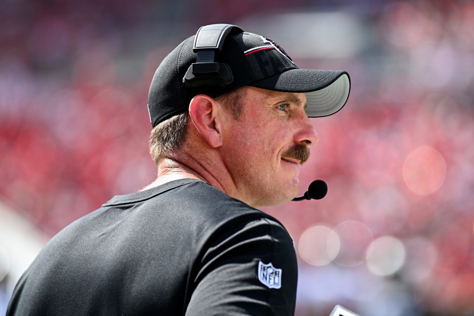 Atlanta Falcons head coach Arthur Smith looks on in the second quarter against the Tampa Bay Buccaneers at Raymond James Stadium.