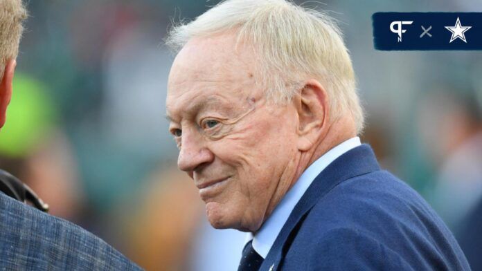 Jerry Jones on the field against the Philadelphia Eagles at Lincoln Financial Field.