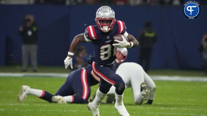 Demario Douglas (81) carries the ball against the Indianapolis Colts in the second half during an NFL International Series game at Deutsche Bank Park.