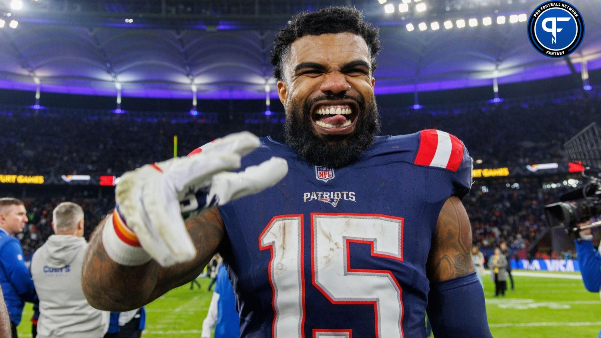 Ezekiel Elliott (15) after an International Series game against the Indianapolis Colts at Deutsche Bank Park.