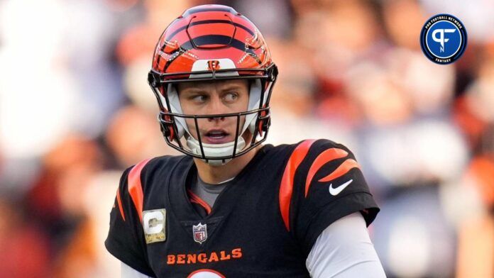 Cincinnati Bengals quarterback Joe Burrow (9) looks left with the snap in the third quarter of the NFL Week 10 game between the Cincinnati Bengals and the Houston Texans at Paycor Stadium in downtown Cincinnati on Sunday, Nov. 12, 2023.