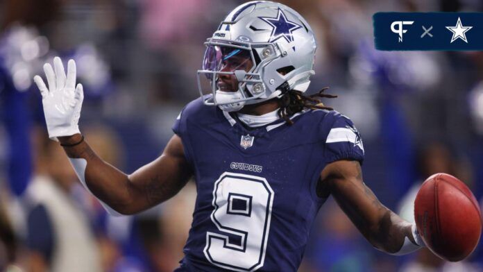 KaVontae Turpin (9) reacts after returning a punt for a touchdown that was called back because of a penally in the fourth quarter against the Los Angeles Rams at AT&T Stadium.