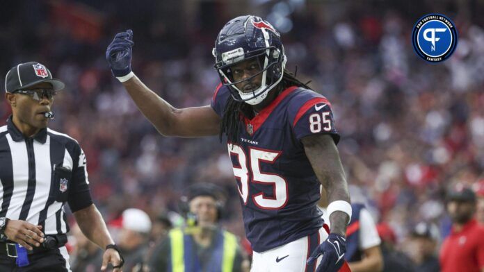 Houston Texans wide receiver Noah Brown (85) reacts after making a reception during the fourth quarter against the Tampa Bay Buccaneers at NRG Stadium.