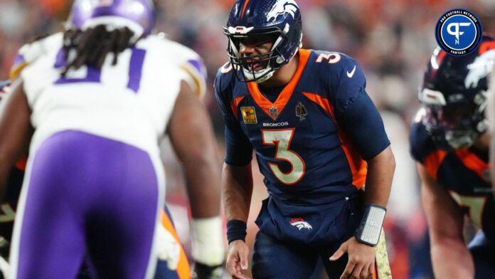 Denver Broncos QB Russell Wilson (3) lines up against the Minnesota Vikings.