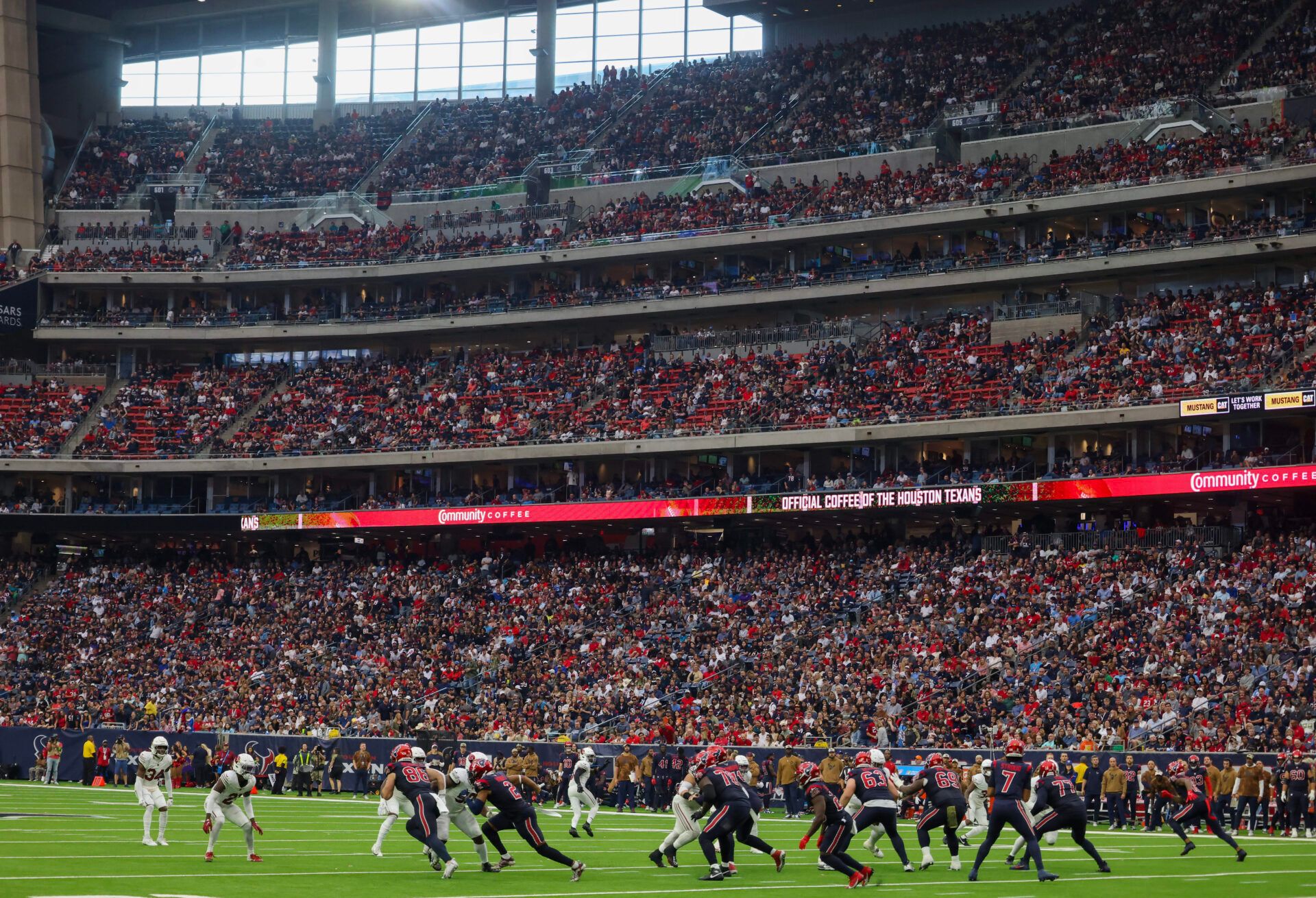 Houston Texans quarterback C.J. Stroud (7) drops back against the Arizona Cardinals in the second half at NRG Stadium.