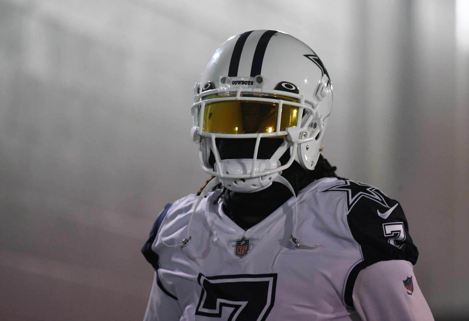 Dallas Cowboys cornerback Trevon Diggs (7) takes the field before the game against the Tennessee Titans at Nissan Stadium.