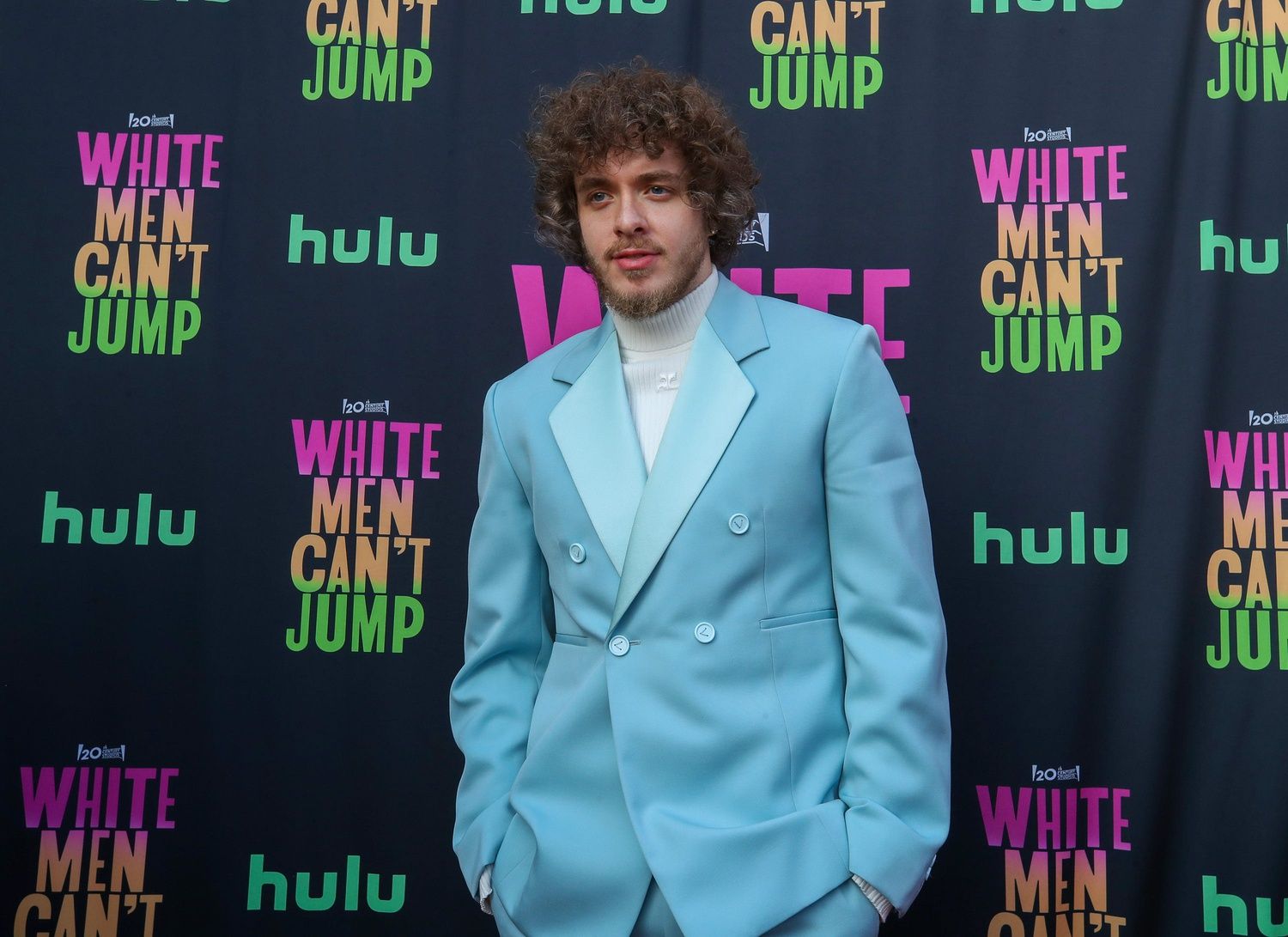 Jack Harlow arrives to the premiere of White Men Can't Jump at Baxter Avenue Theater.