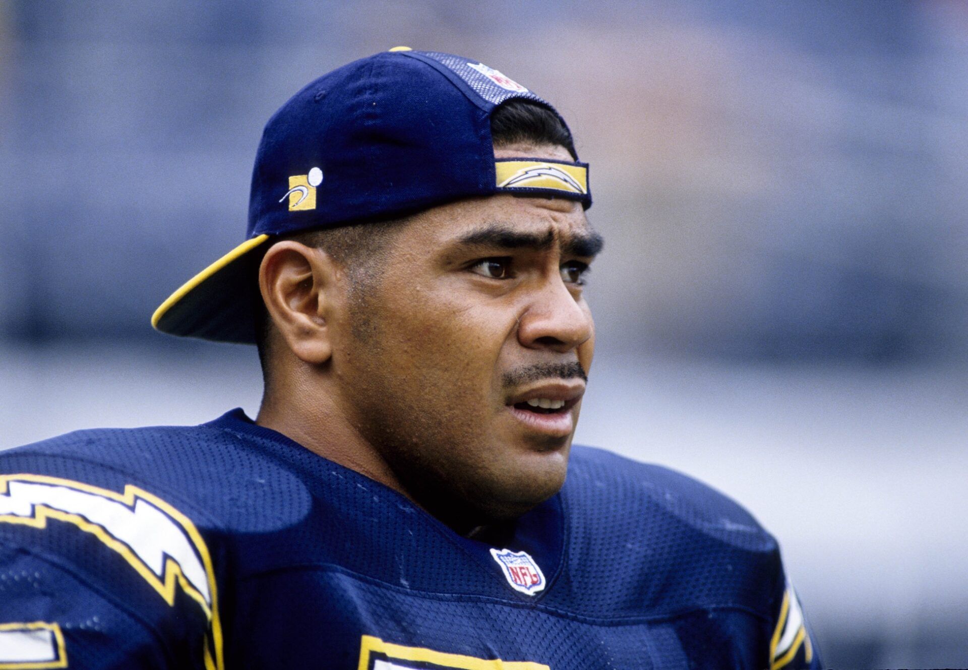 San Diego Chargers linebacker Junior Seau (55) against the Seattle Seahawks at Jack Murphy Stadium.