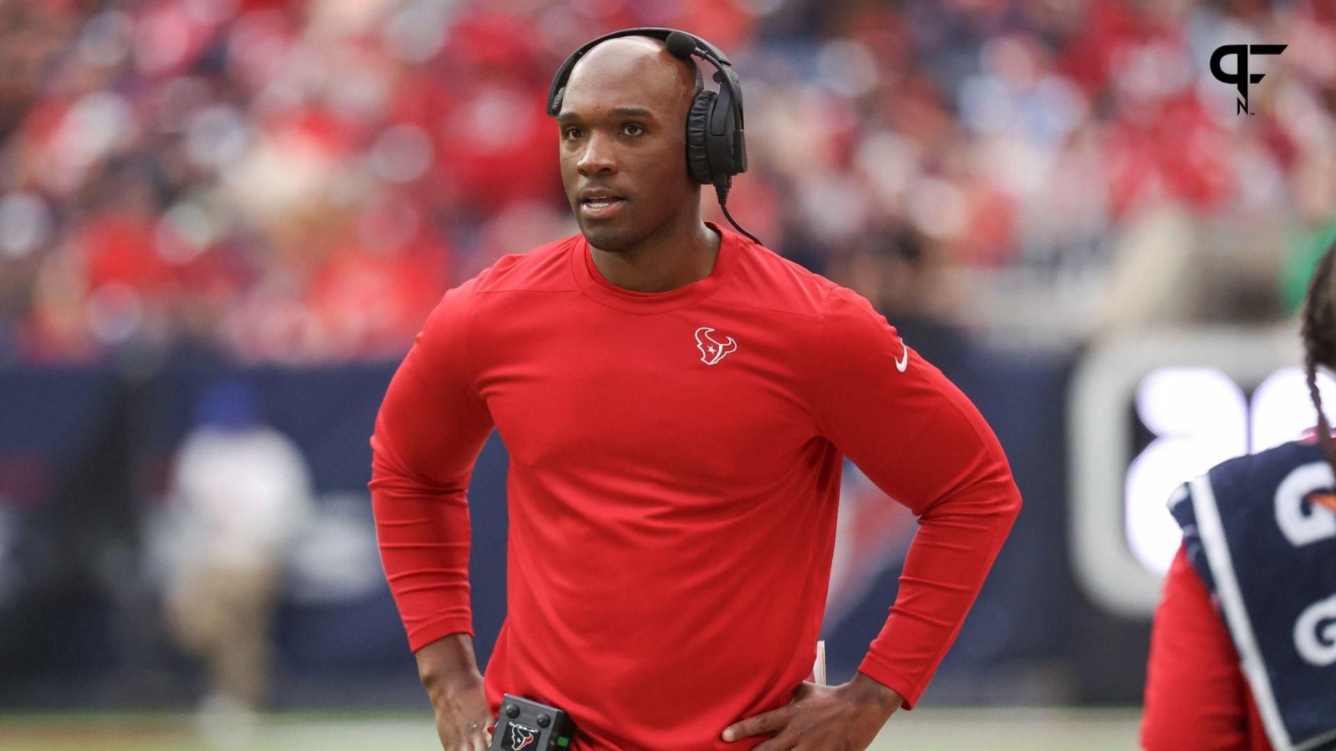 Houston Texans head coach DeMeco Ryans looks on from the sideline during the first quarter against the Jacksonville Jaguars at NRG Stadium.