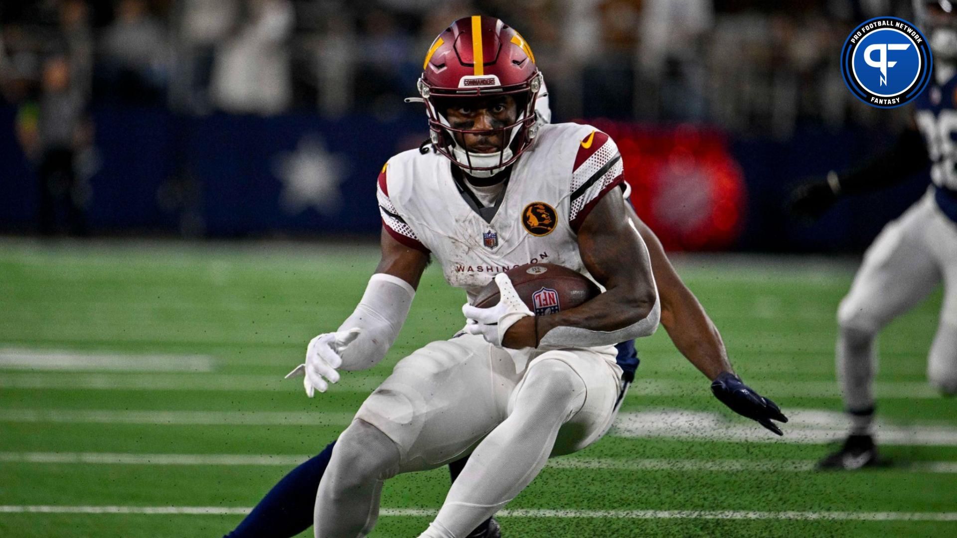 Washington Commanders wide receiver Curtis Samuel (4) in action during the game between the Dallas Cowboys and the Washington Commanders at AT&T Stadium.