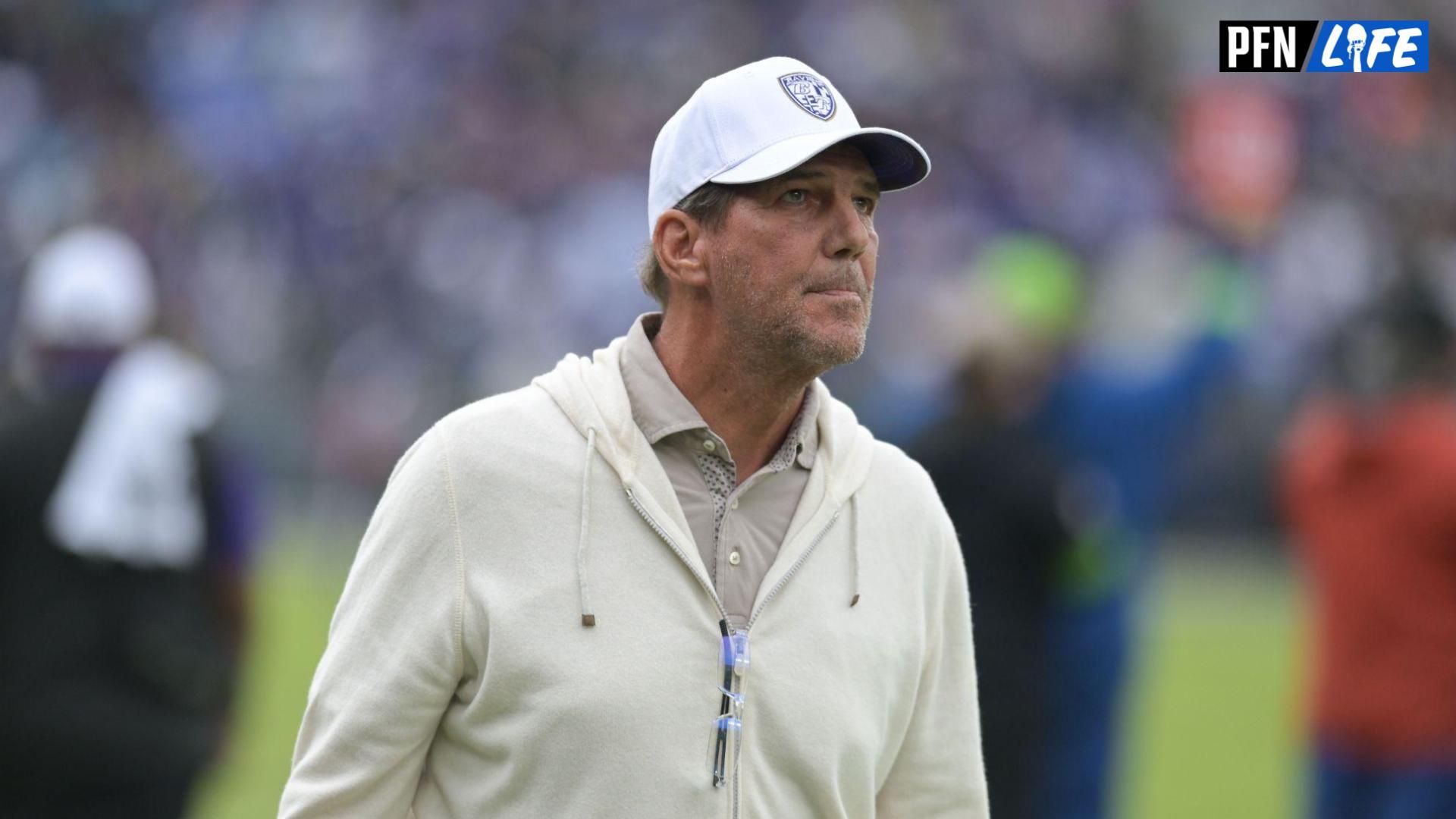 Baltimore Ravens owner Steve Bisciotti was off the field during the overtime against the Indianapolis Colts at M&T Bank Stadium.