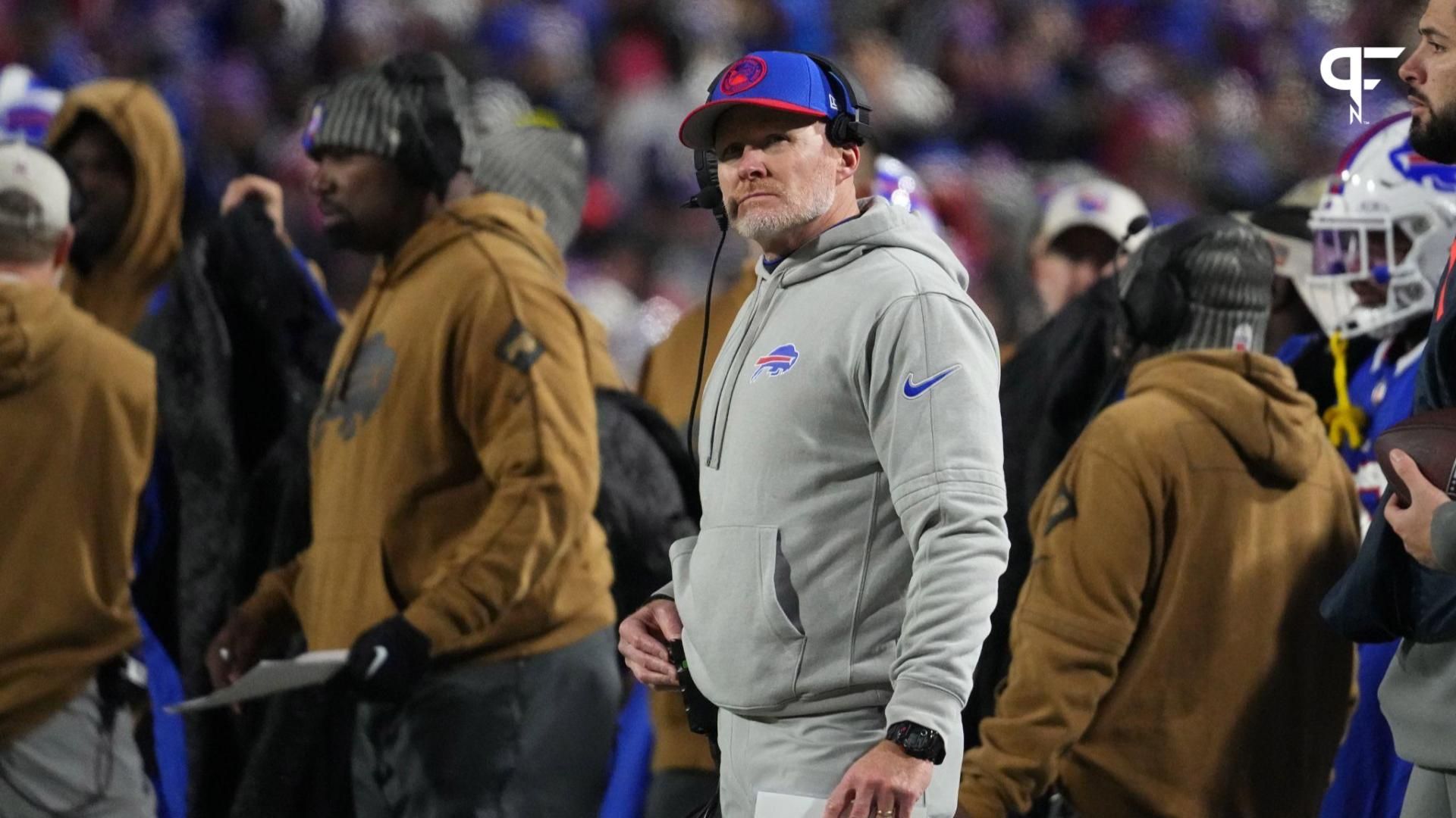 Sean McDermott looks on from the sidelines during the first half against the New York Jets at Highmark Stadium.