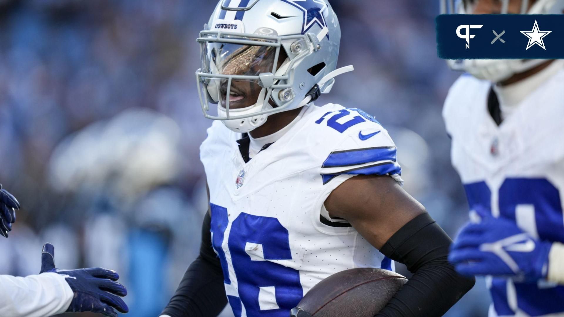 Dallas Cowboys cornerback DaRon Bland (26) celebrates his score against the Carolina Panthers during the second half at Bank of America Stadium.