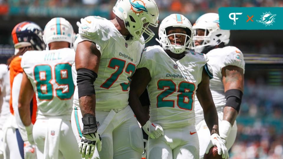 Miami Dolphins OT Terron Armstead and RB De'Von Achane.