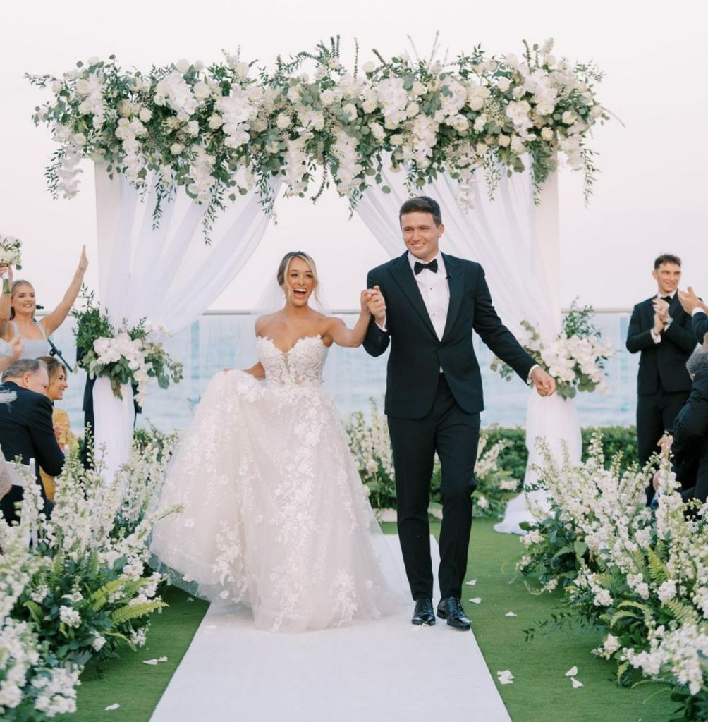 Denver Broncos quarterback Drew Lock with his wife, Natalie.