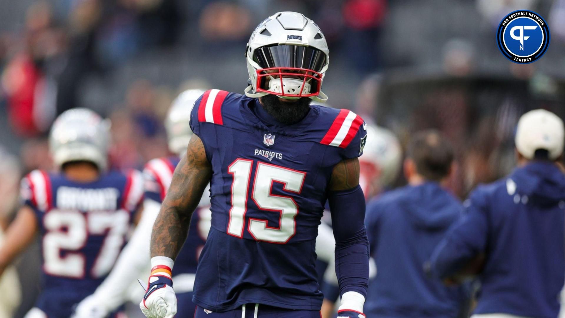 Ezekiel Elliott (15) warms up before a game against the Indianapolis Colts during an International Series game at Deutsche Bank Park.