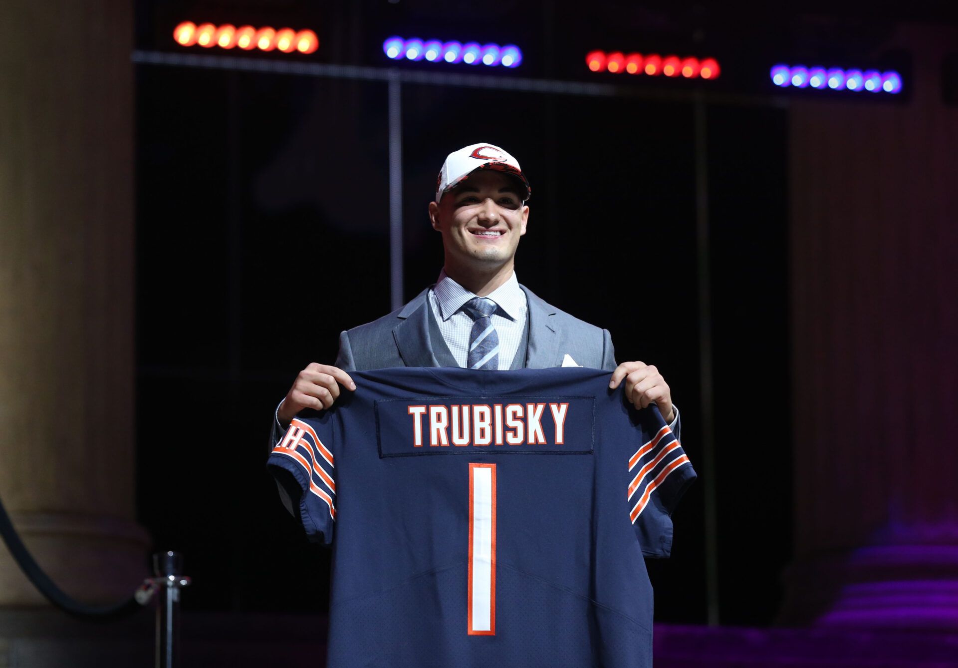 Mitchell Trubisky (North Carolina) is selected as the number 2 overall pick to the Chicago Bears in the first round the 2017 NFL Draft at Philadelphia Museum of Art.