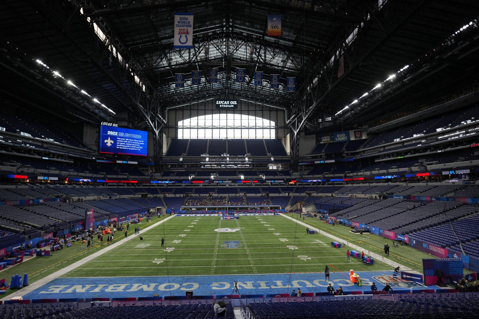 A general overall view of the NFL Scouting Combine at Lucas Oil Stadium.