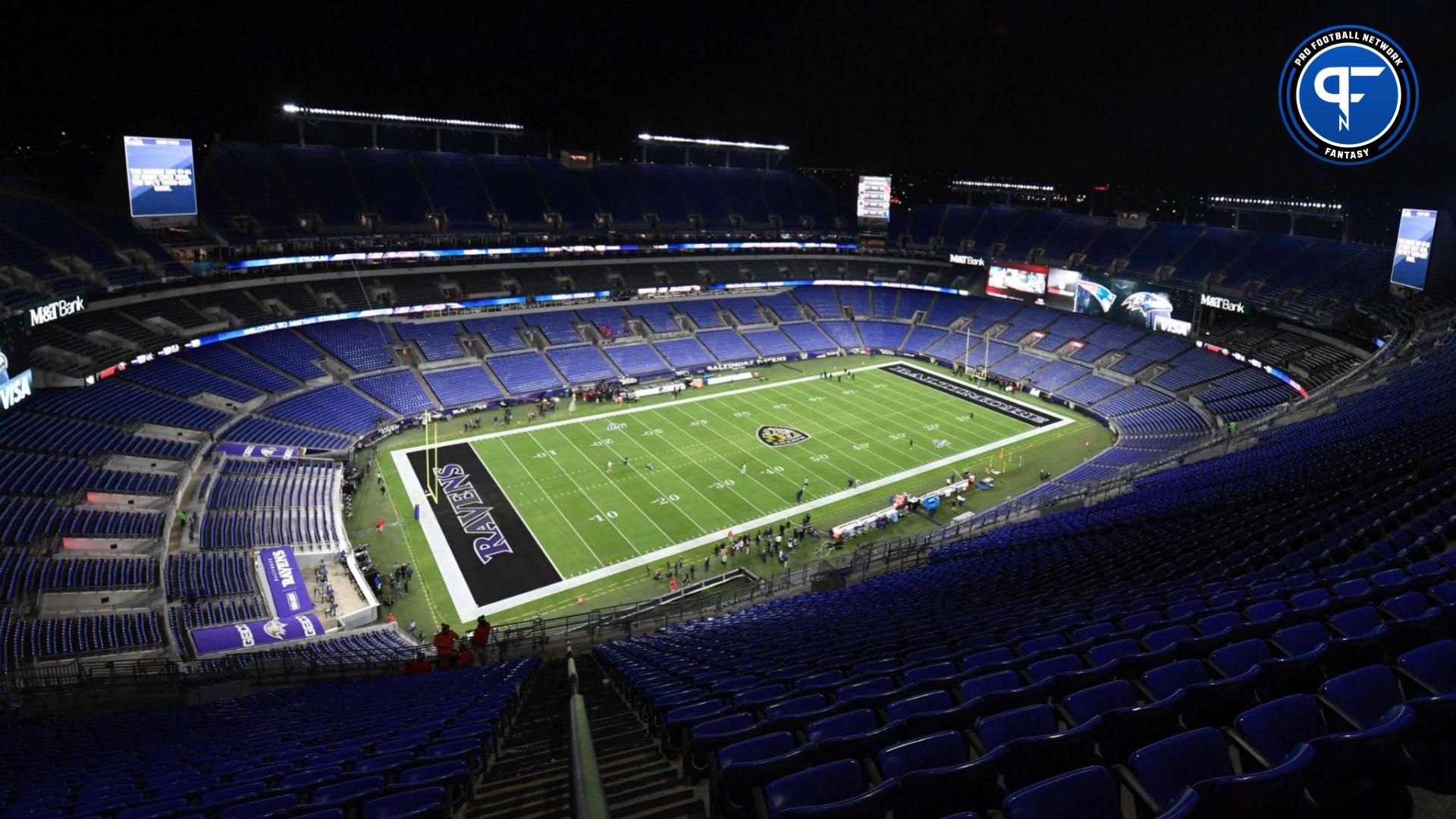 General view of the stadium prior to the game between the Baltimore Ravens and the New England Patriots at M&T Bank Stadium.