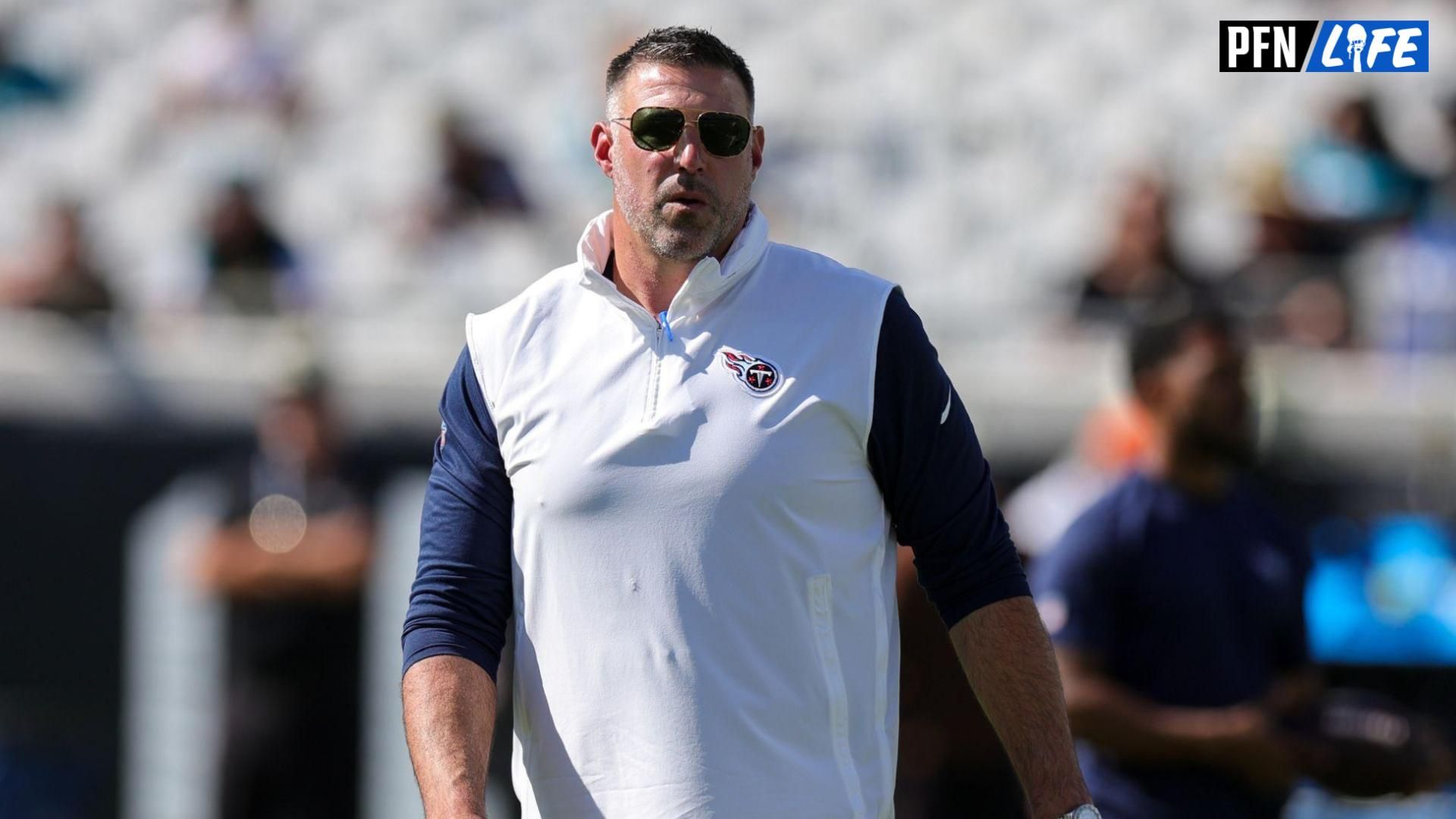 Tennessee Titans head coach Mike Vrabel looks on before a game against the Jacksonville Jaguars at EverBank Stadium.