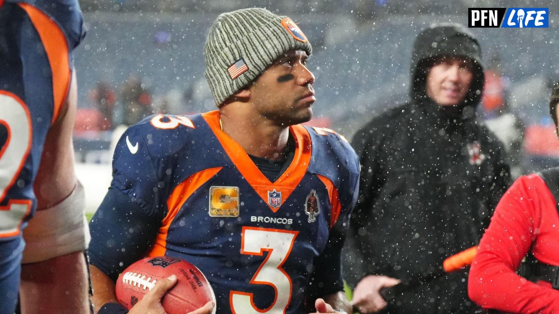 Denver Broncos quarterback Russell Wilson (3) reacts after the game against the Minnesota Vikings at Empower Field at Mile High.