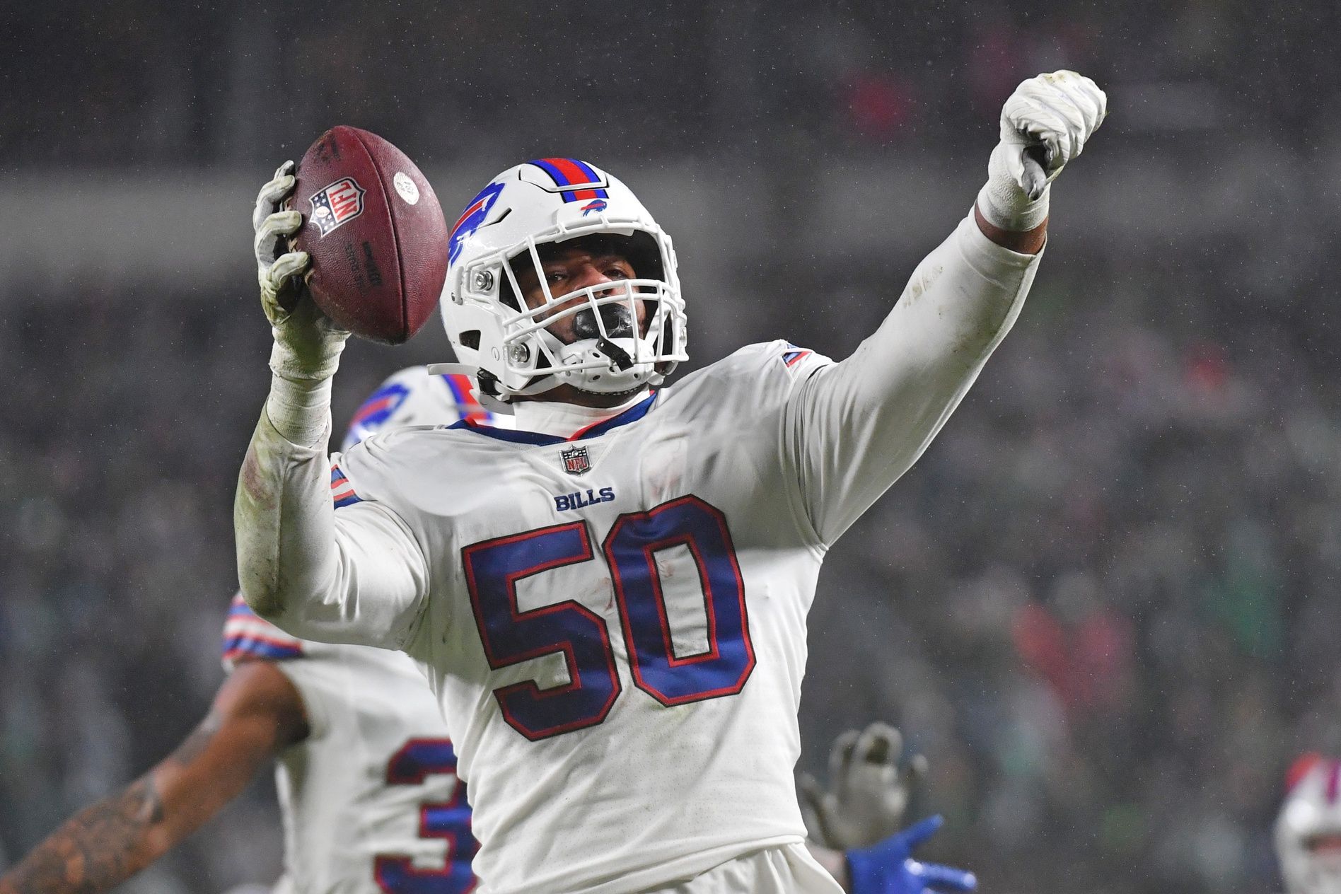 Buffalo Bills defensive end Greg Rousseau (50) against the Philadelphia Eagles.