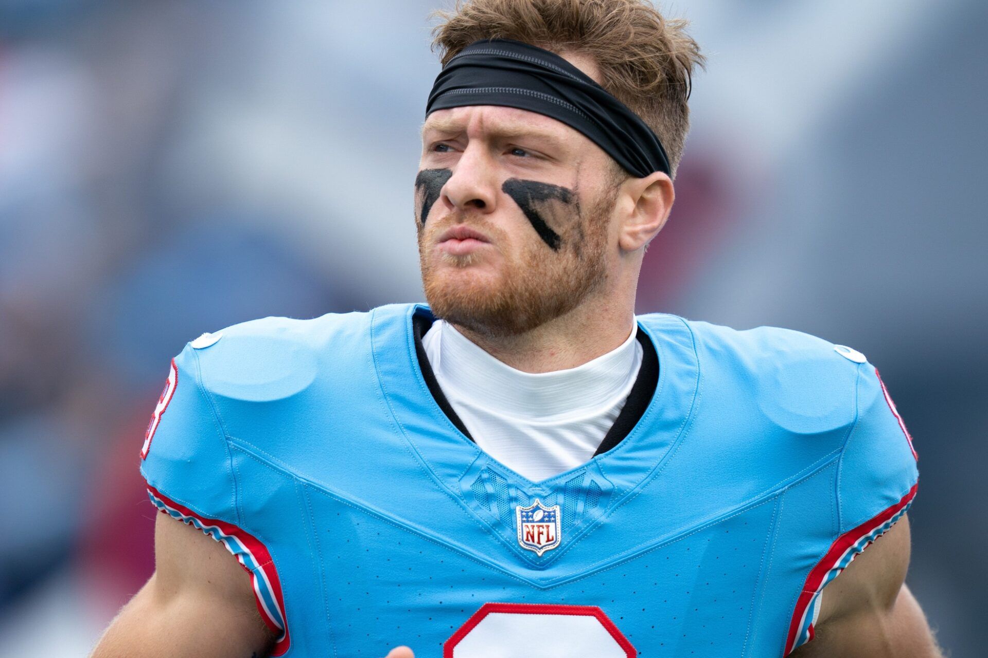 Will Levis (8) takes the field before their game against the Houston Texans at Nissan Stadium.