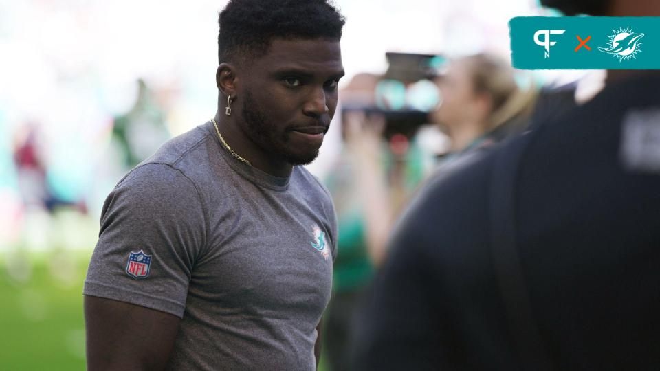 Miami Dolphins wide receiver Tyreek Hill was inactive for the game against the New York Jets at Hard Rock Stadium in Miami Gardens, Dec. 17, 2023