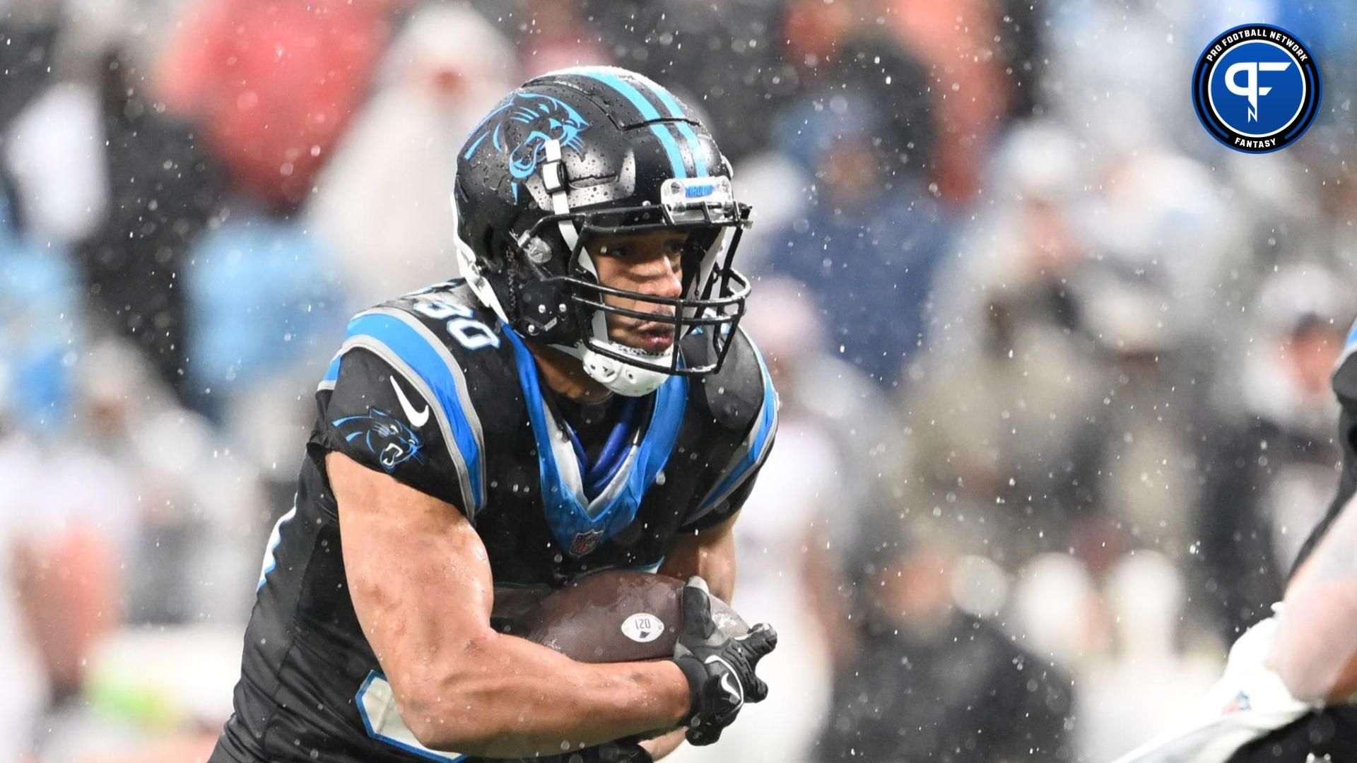 Carolina Panthers running back Chuba Hubbard (30) with the ball in the fourth quarter at Bank of America Stadium.