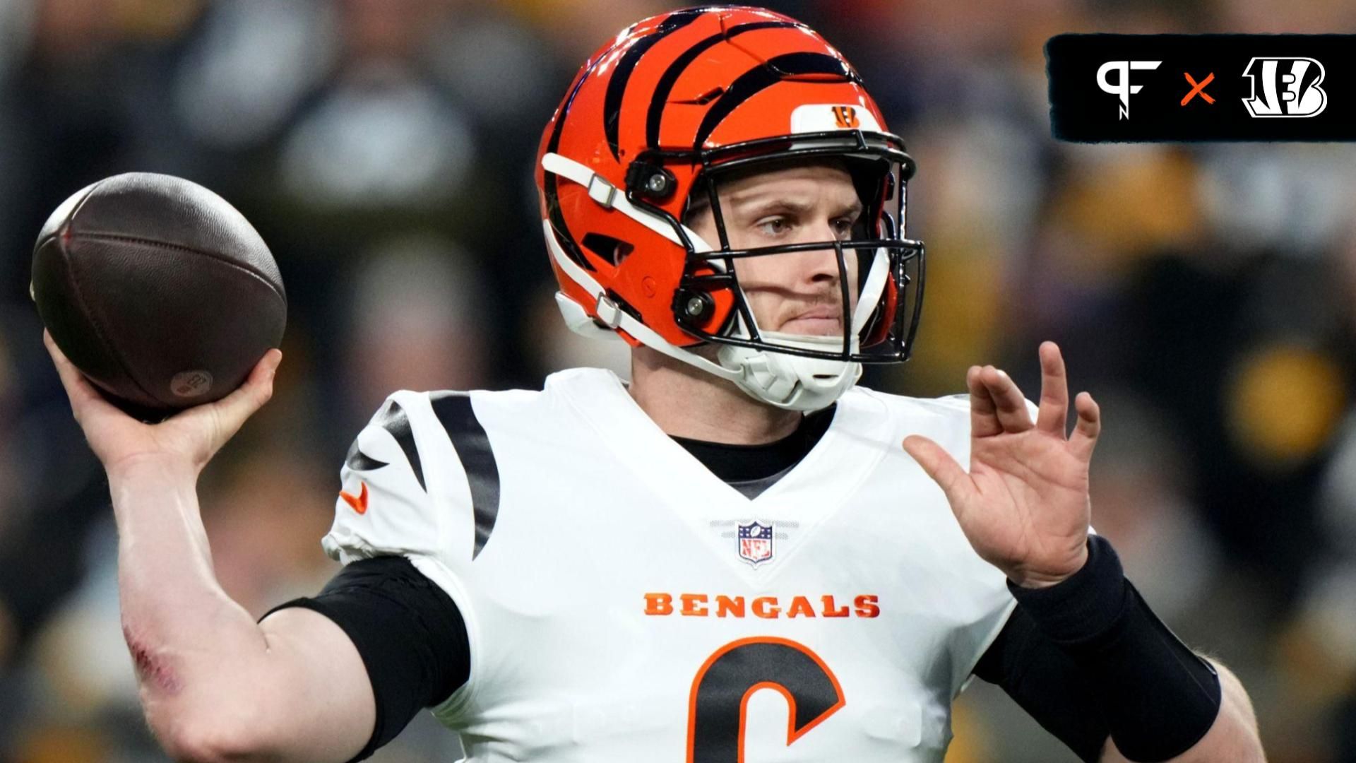 Cincinnati Bengals quarterback Jake Browning (6) throws in the first quarter during a Week 16 NFL football game.