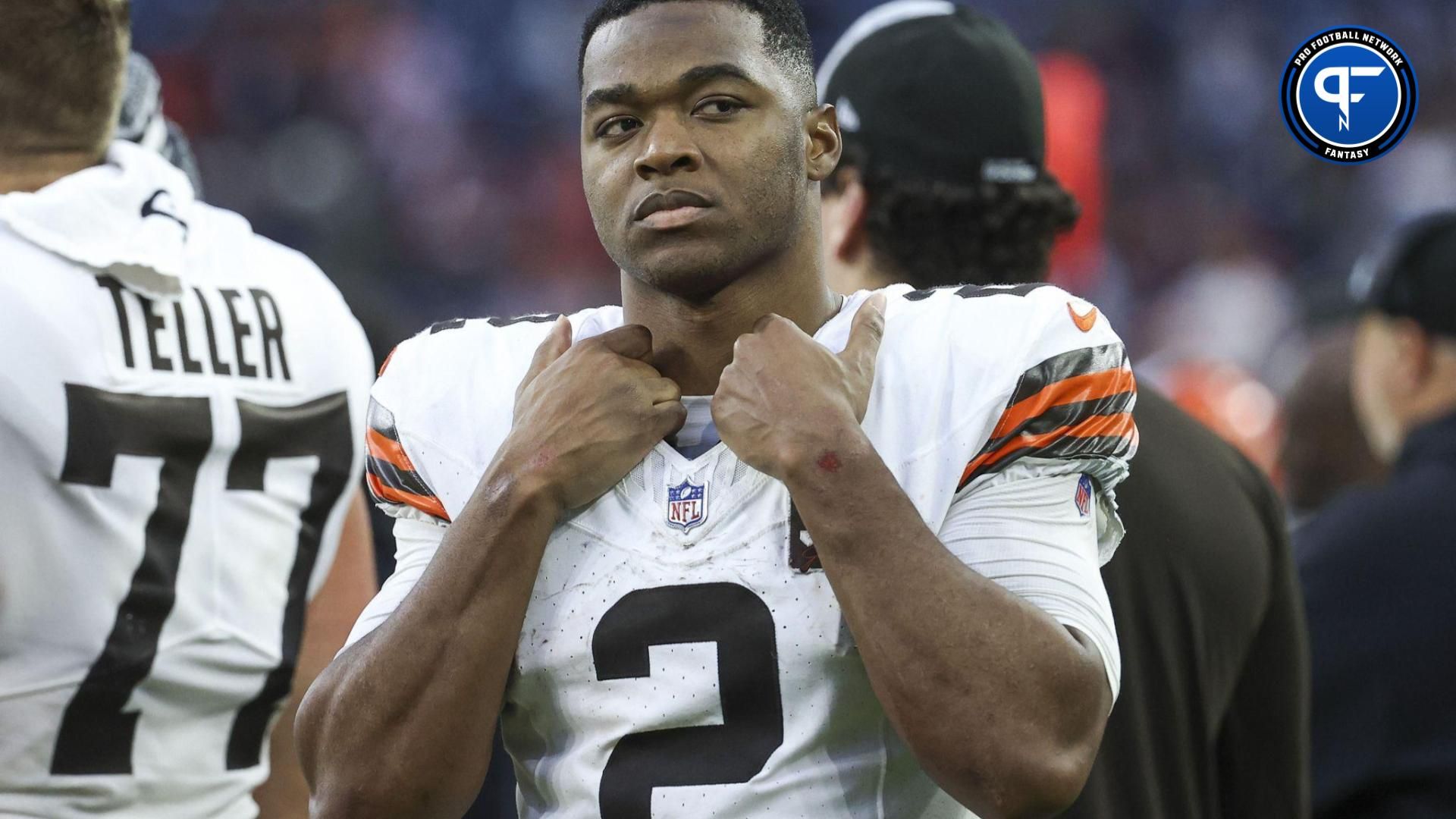 Cleveland Browns wide receiver Amari Cooper (2) on the sideline during the fourth quarter against the Houston Texans at NRG Stadium.