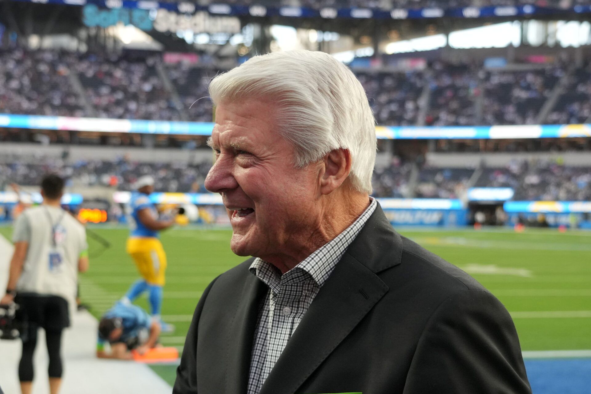 Jimmy Johnson attends the game between the Los Angeles Chargers and the Dallas Cowboys at SoFi Stadium.