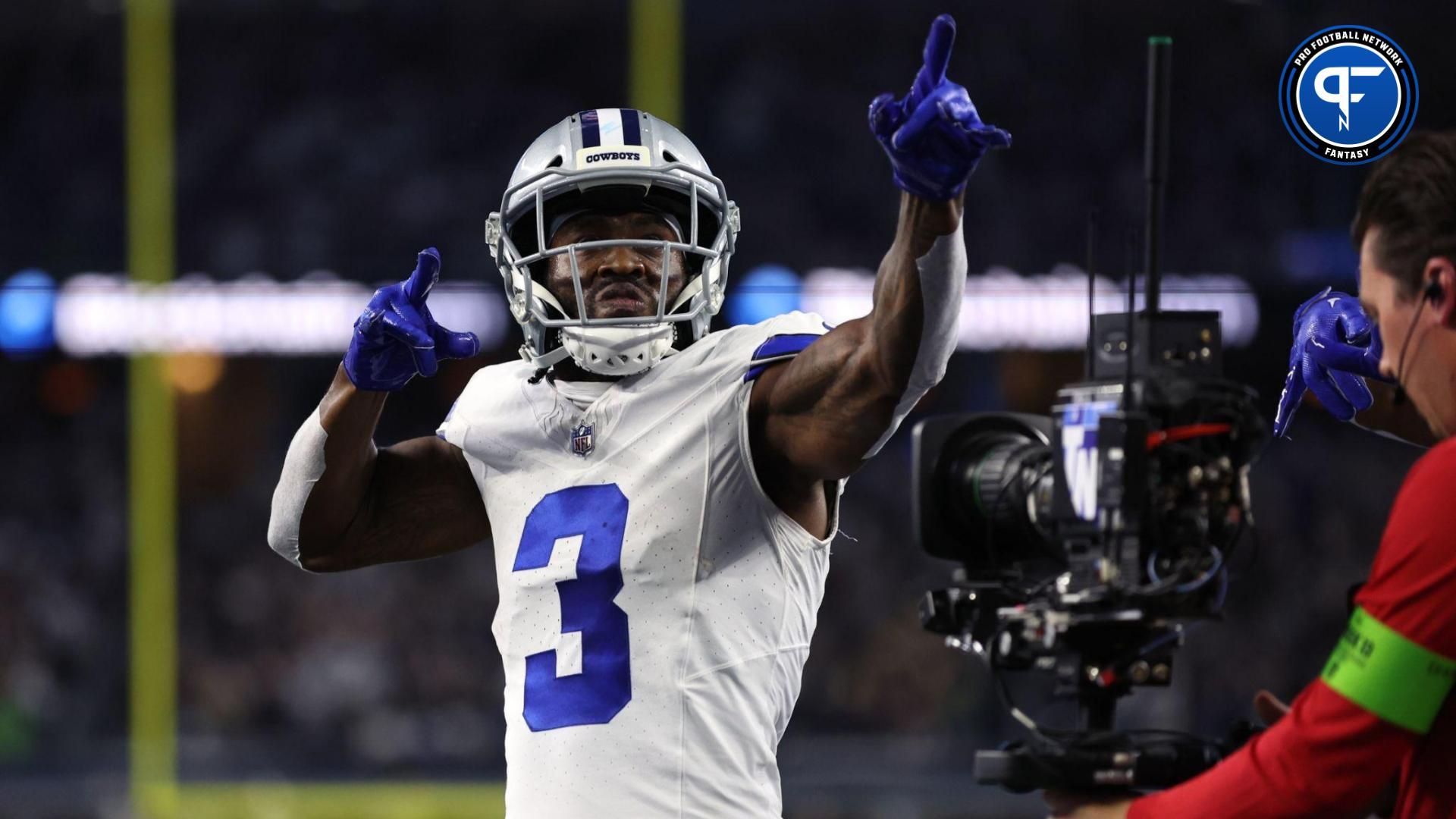 Dallas Cowboys wide receiver Brandin Cooks celebrates a big play.