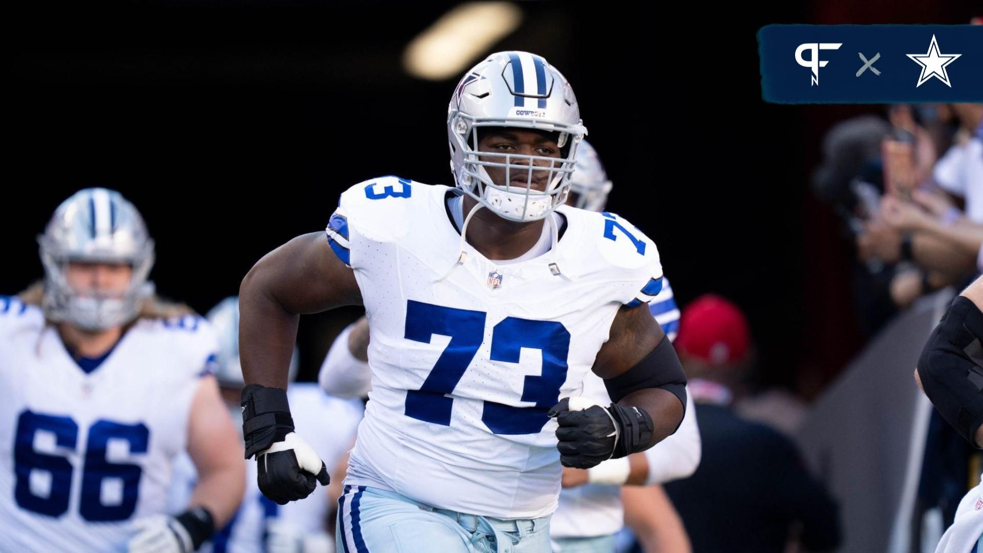 Dallas Cowboys offensive tackle Tyler Smith (73) before the game against the San Francisco 49ers at Levi's Stadium.