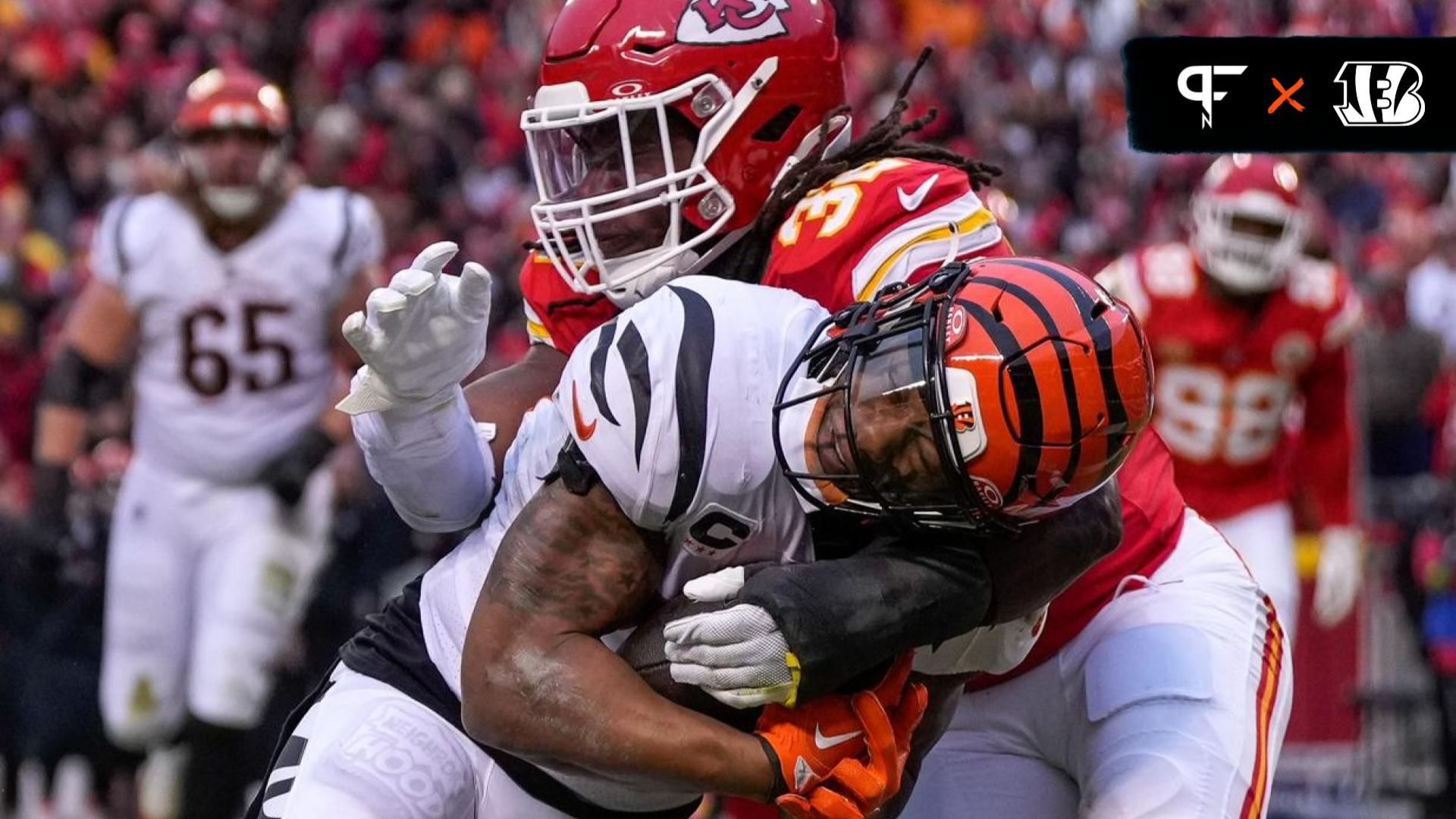 Cincinnati Bengals RB Joe Mixon (28) breaks through for a touchdown against the Kansas City Chiefs.