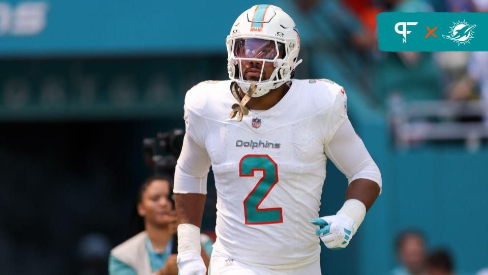 Miami Dolphins linebacker Bradley Chubb (2) is introduced onto the field before a game against the Denver Broncos at Hard Rock Stadium.