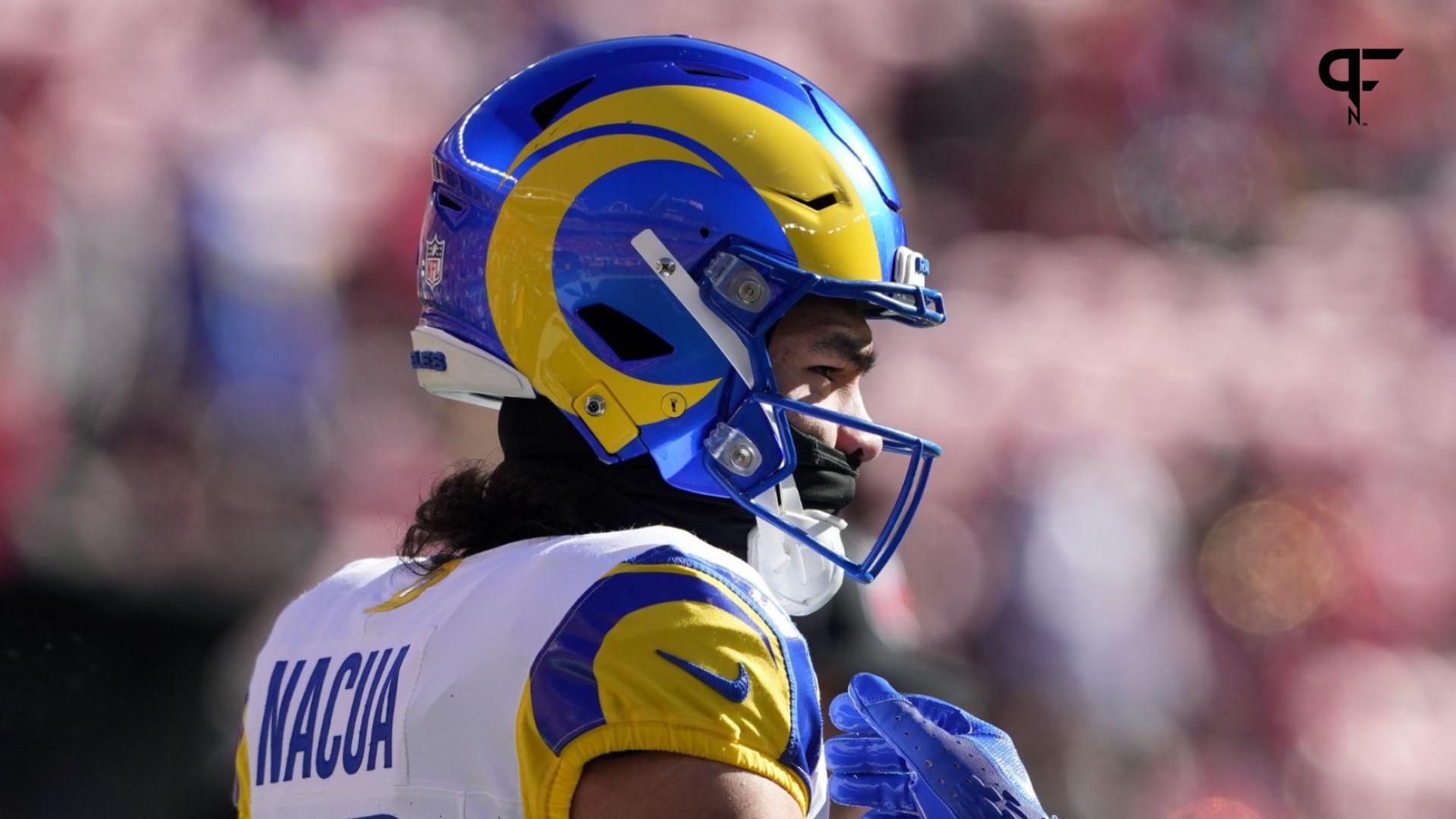 Los Angeles Rams wide receiver Puka Nacua (17) walks on the field before the game against the San Francisco 49ers at Levi's Stadium.